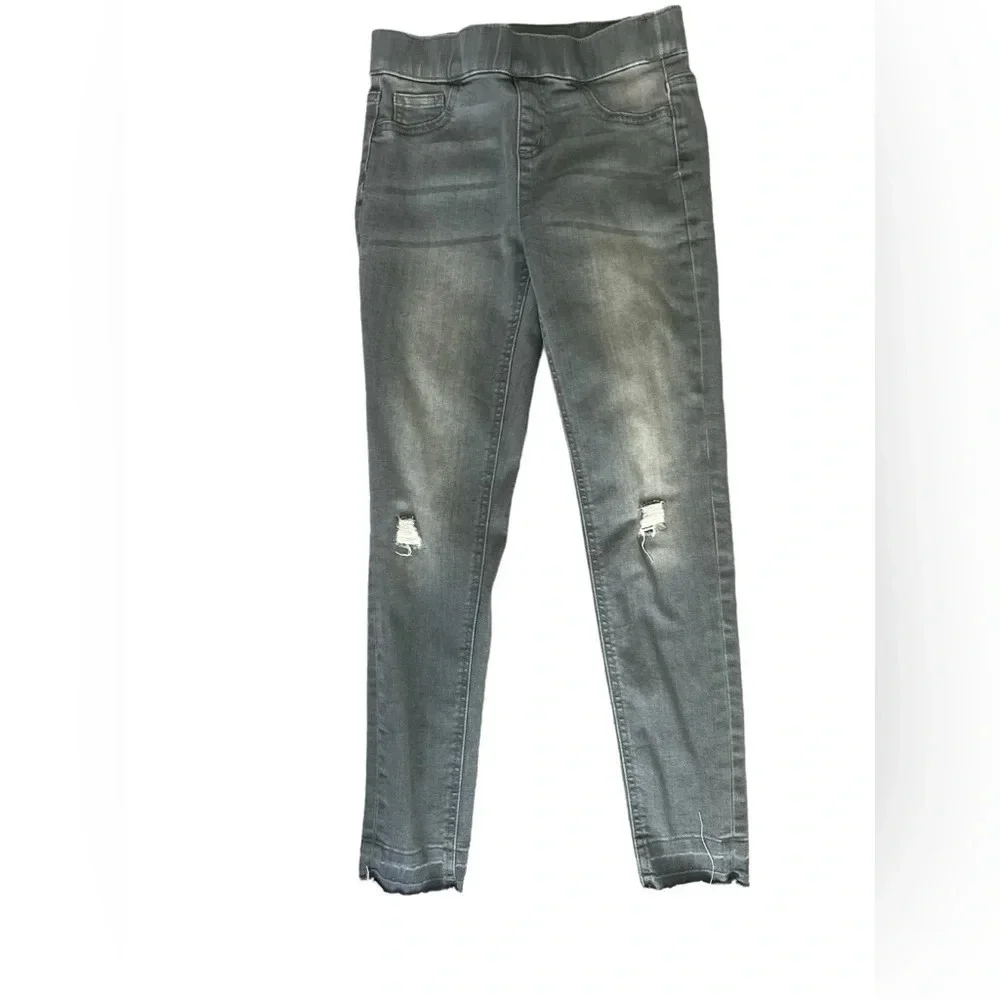 Justice Gray, Stretchy, Distressed, Raw Hem Girls Jeans, Size 12